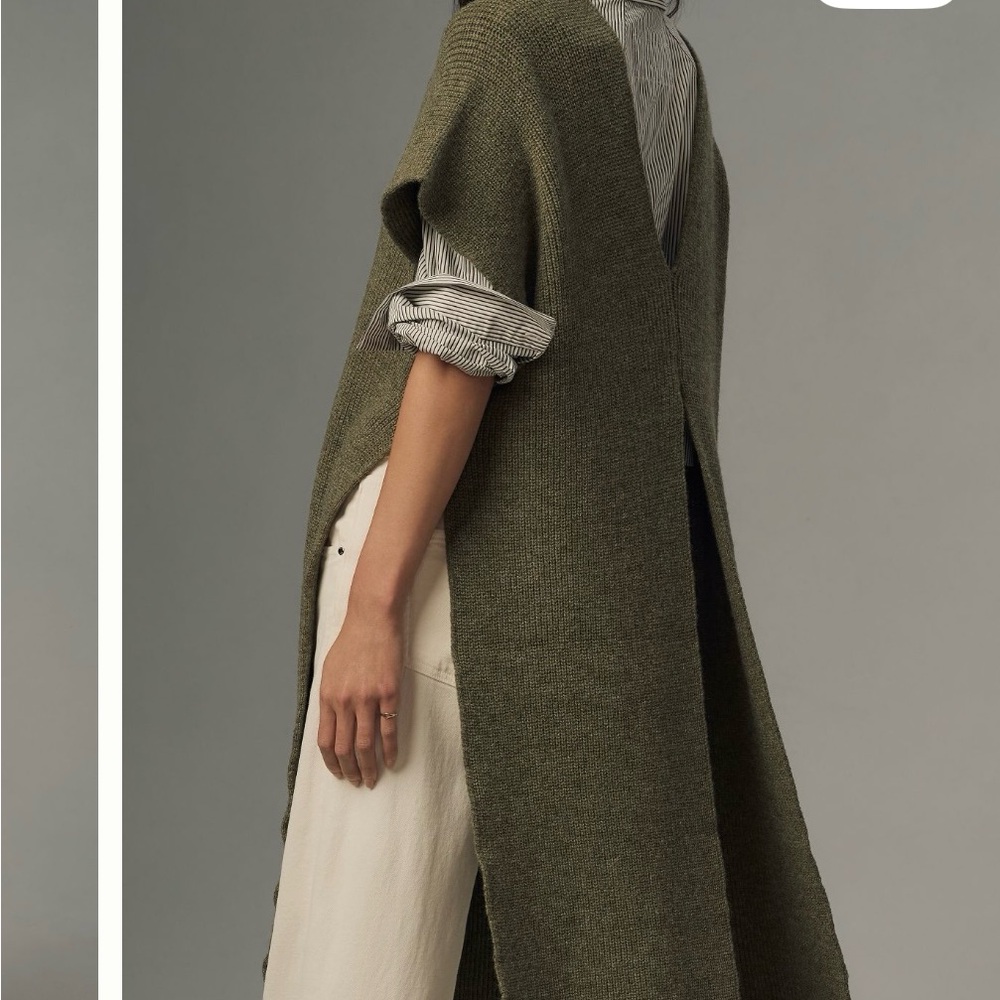 Olive Green Women's Sweater Vest - Picture 3 of 3